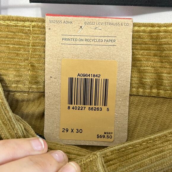 Levi's Low Pro Corduroy Straight Leg Pants NWT Men's Sz 29x30 Green Brown - Picture 4 of 9
